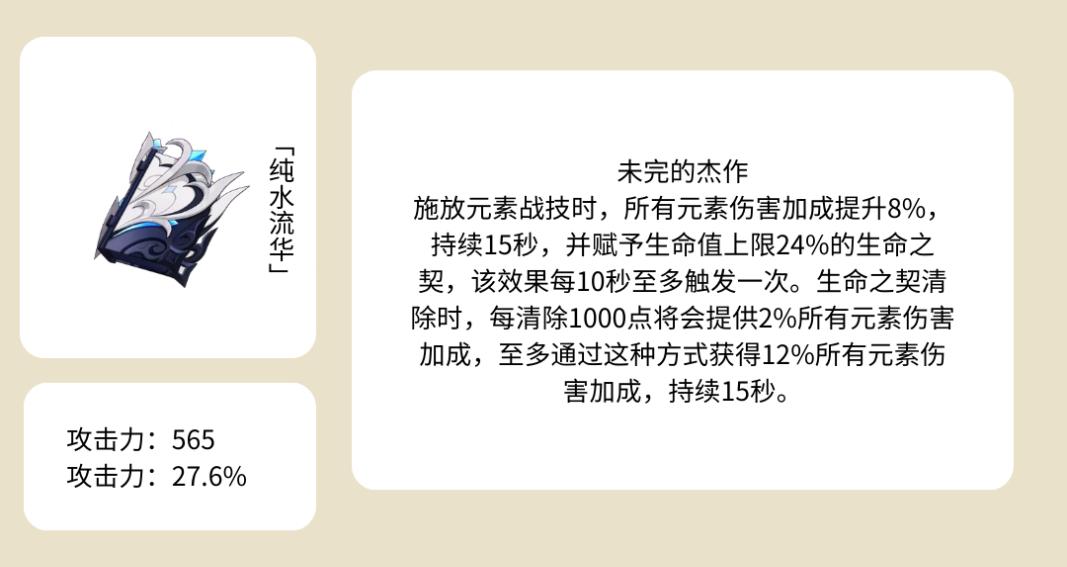 原神纯水流华90级属性介绍